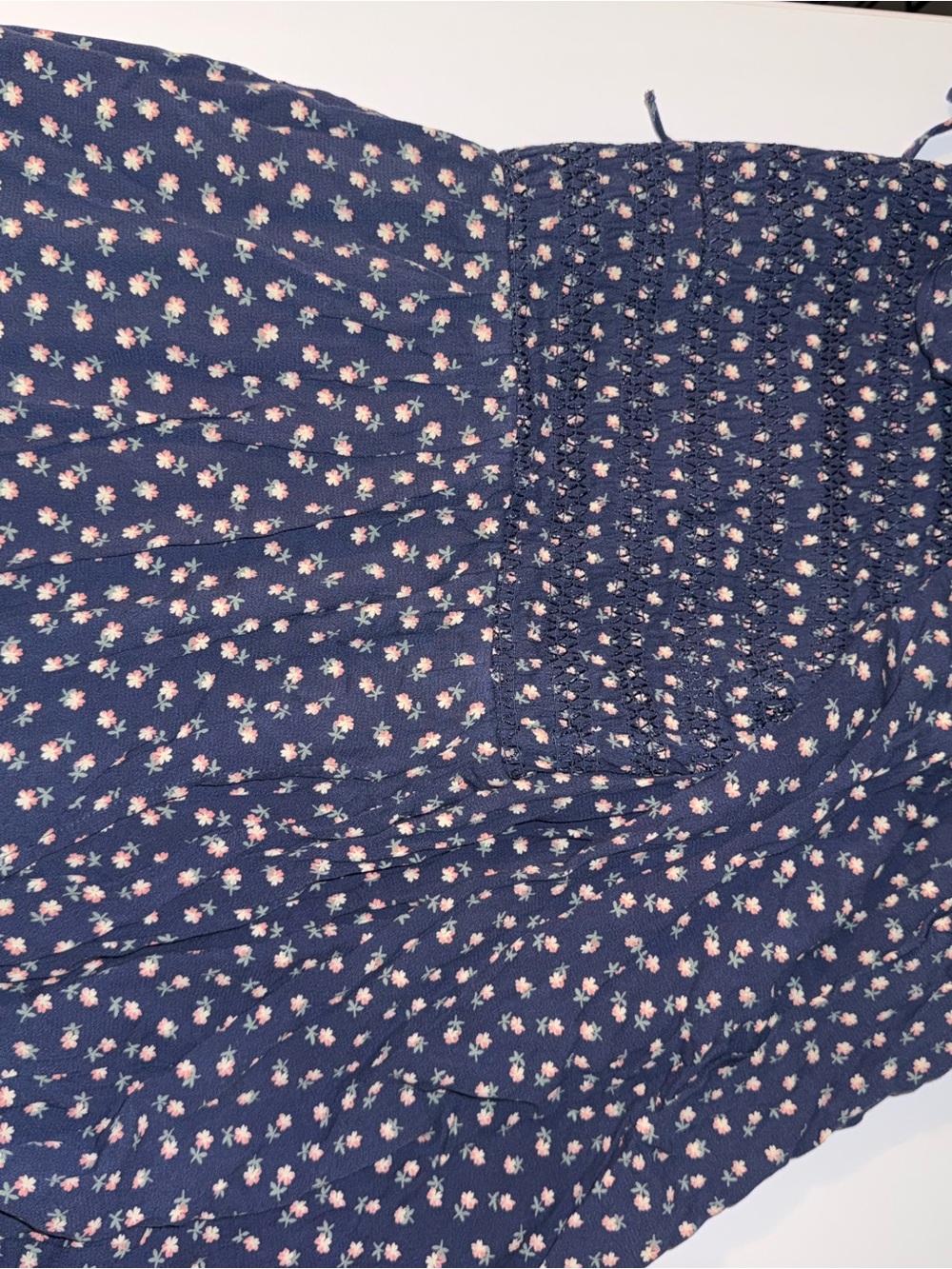 American Eagle Navy Blue Floral Smocked Sundress